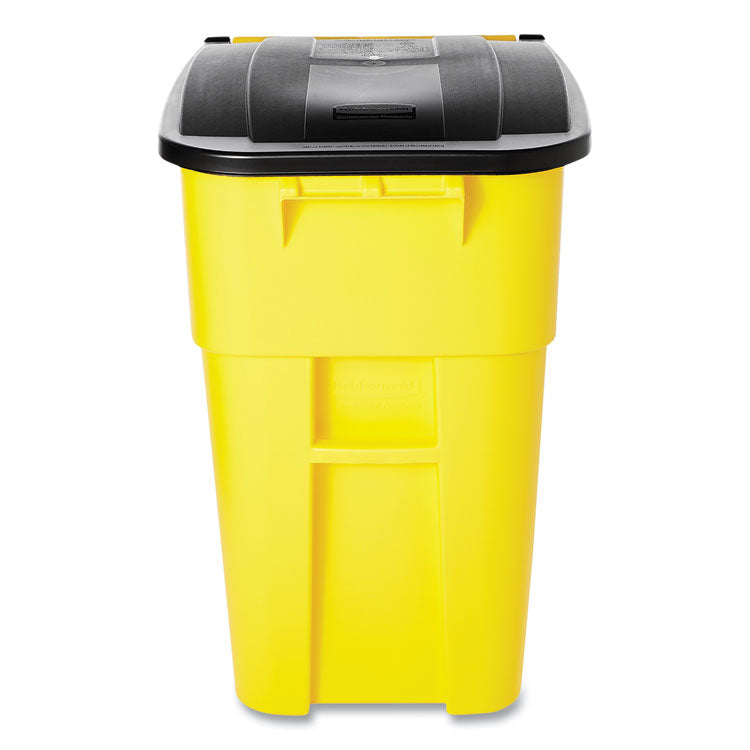 Square Brute Rollout Container, 50 gal, Molded Plastic, Yellow 5