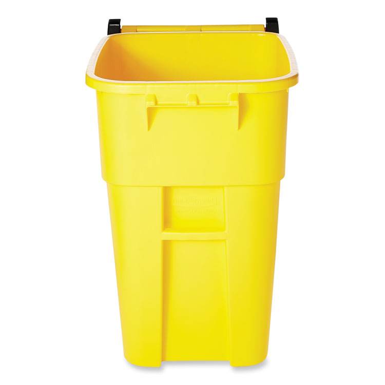 Square Brute Rollout Container, 50 gal, Molded Plastic, Yellow 3