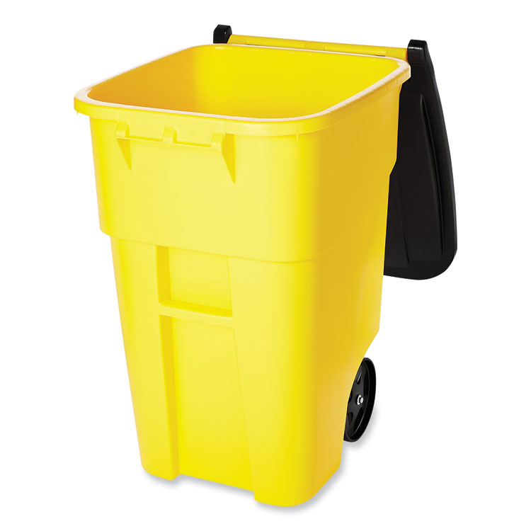 Square Brute Rollout Container, 50 gal, Molded Plastic, Yellow 4