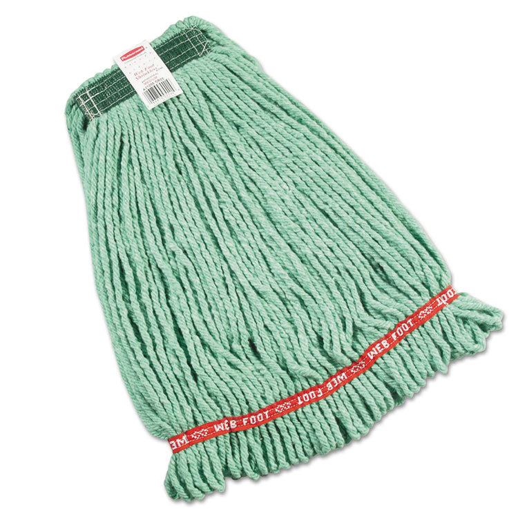 Web Foot Wet Mop Heads, Shrinkless, Cotton/synthetic, Green, Medium 1