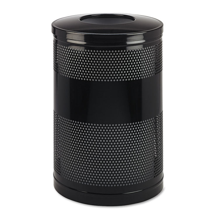 Classics Perforated Open Top Receptacle, 51 gal, Steel, Black 1