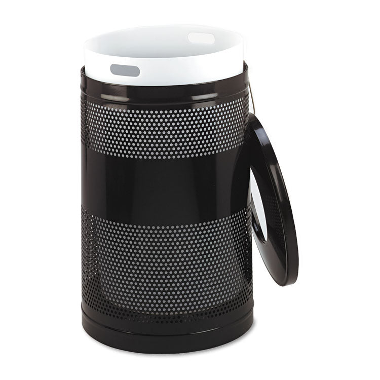 Classics Perforated Open Top Receptacle, 51 gal, Steel, Black 2