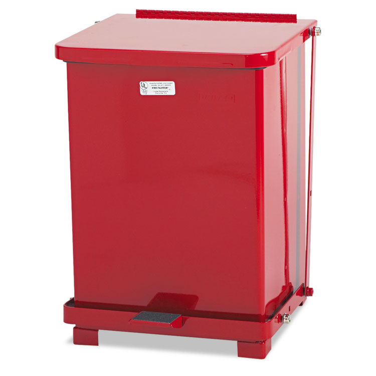 Defenders Heavy-Duty Steel Step Can, 4 gal, Steel, Red 1