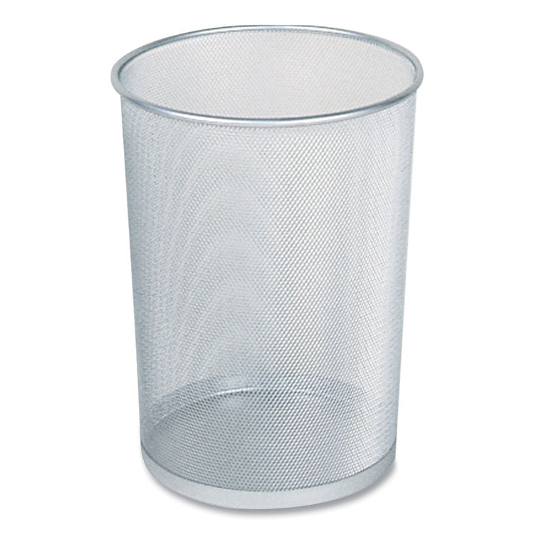 Steel Mesh Wastebasket, 5 gal, Steel Mesh, Silver 1