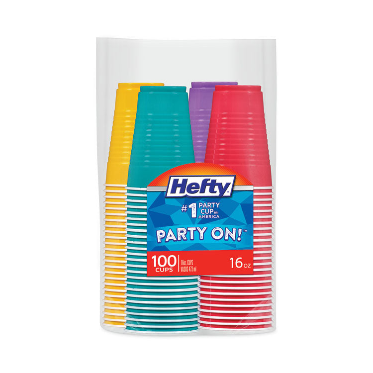 Easy Grip Disposable Plastic Party Cups, 16 Oz, Assorted Colors, 100/pack, 4 Packs/carton 2