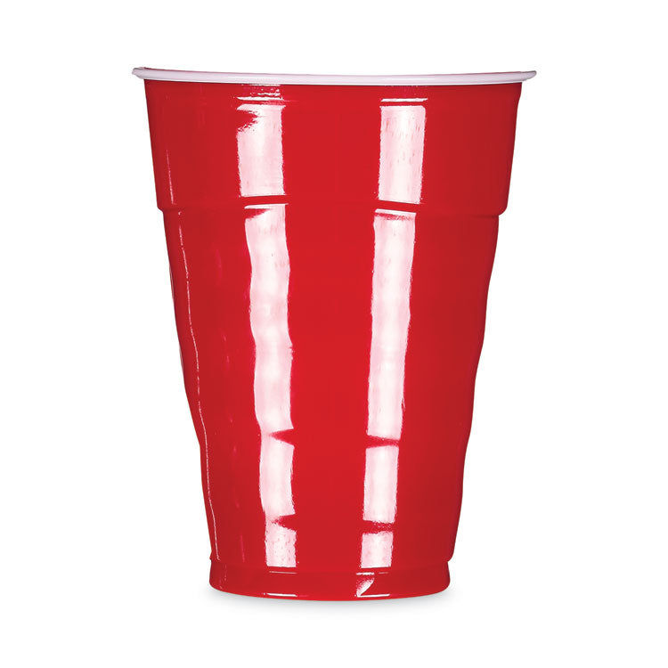 Easy Grip Disposable Plastic Party Cups, 18 oz, Red, 50/Pack, 8 Packs/Carton 1