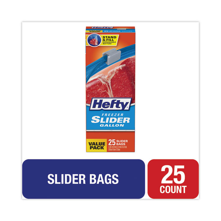 Slider Bags, 1 gal, 2.5 mil, 10.56" x 11", Clear, 25 Bags/Box, 9 Boxes/Carton 1