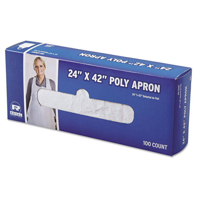 Poly Apron, 24 x 42, One Size Fits All, White, 100/Pack, 10 Packs/Carton 1