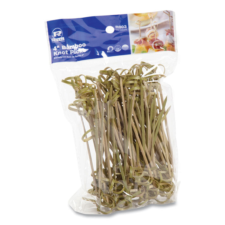 Knotted Bamboo Pick, Natural, 4", 100 Pack, 10 Packs/Carton 2