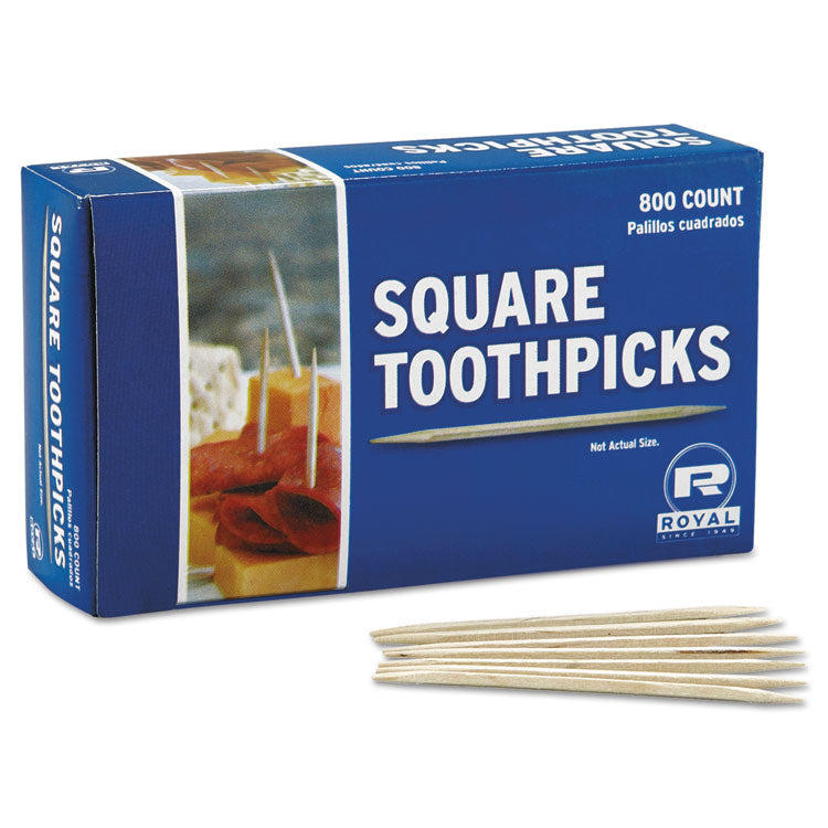 Square Wood Toothpicks, 2.75", Natural, 800/box, 24 Boxes/carton 1