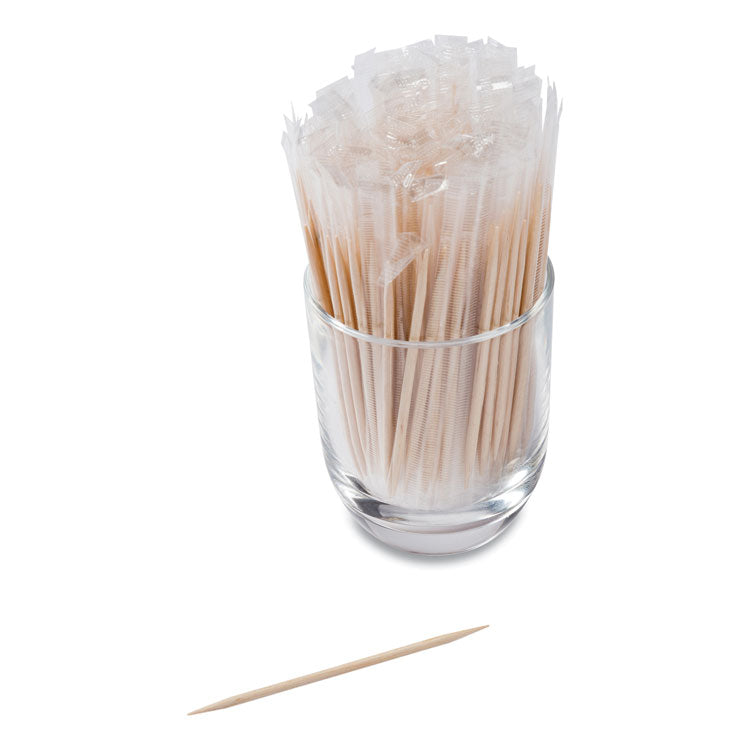 Cello-Wrapped Round Wood Toothpicks, 2.5", Natural, 1,000/box, 15 Boxes/carton 4