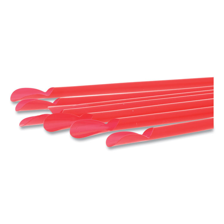 Jumbo Spoon Straw, 10.25", Plastic, Red, 300/pack, 18 Packs/carton 4