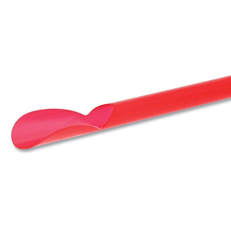 Jumbo Spoon Straw, 10.25", Plastic, Red, 300/pack, 18 Packs/carton 3