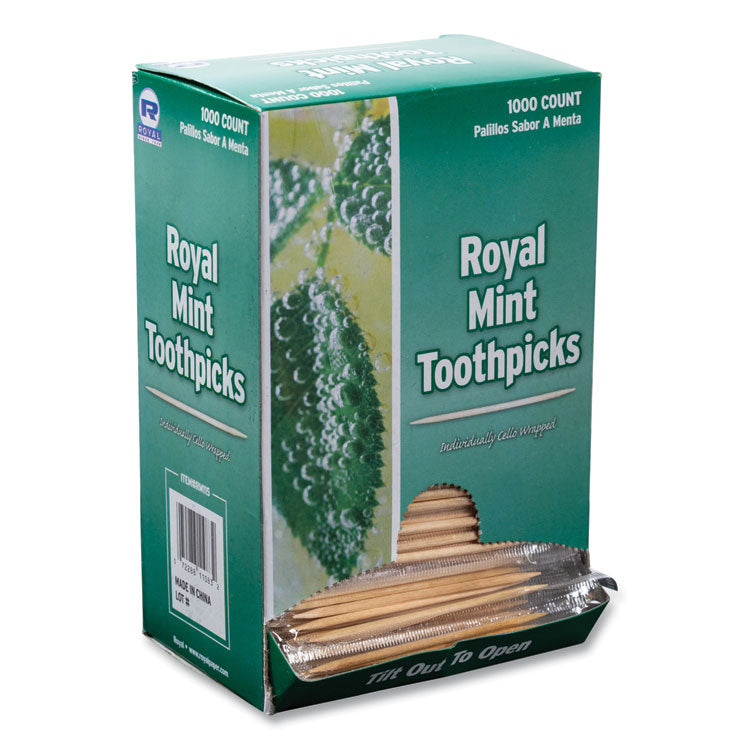 Mint Cello-Wrapped Wood Toothpicks, 2.5", Natural, 1,000/box, 15 Boxes/carton 5