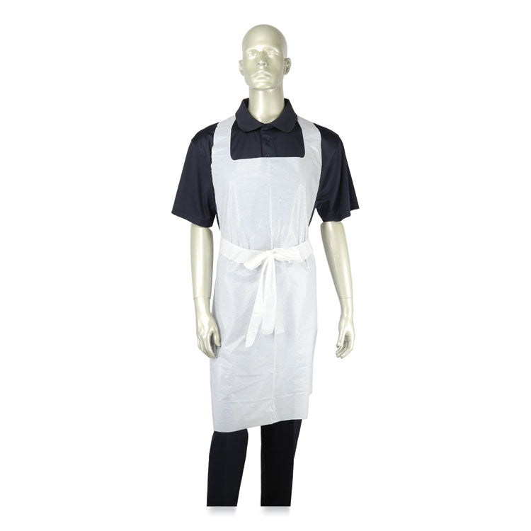 Heavyweight Poly Aprons, 28 x 46, 1.77 mil, One Size Fits All, White, 500/Carton 2