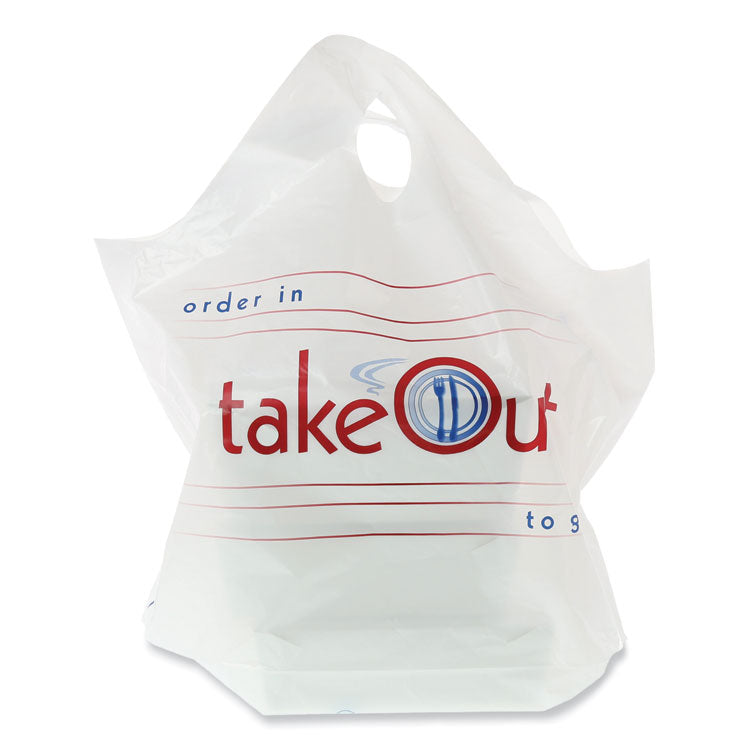 Wave Top To-Go Bags, 19 x 9.5 x 19, White with Red Print, 500/Carton 2