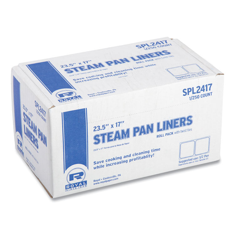 Steam Pan Liners With Twist Ties, For 1/2 Pan Sized Steam Pans, 0.02 mil, 17" x 23.5", 250/Carton 1