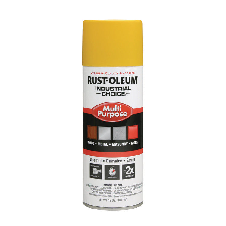 Industrial Choice 1600 System Multi-Purpose Enamel Spray Paint, Flat Safety Yellow, 12 oz Aerosol Can, 6/Carton 1