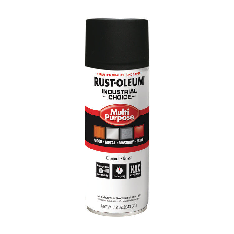 Industrial Choice 1600 System Multi-Purpose Enamel Spray Paint, Ultra-Flat Black, 12 oz Aerosol Can, 6/Carton 1