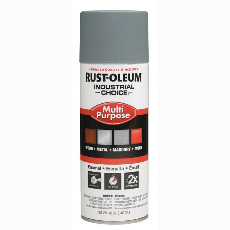 Industrial Choice 1600 System Multi-Purpose Enamel Spray Paint, Flat Gray, 12 oz Aerosol Can, 6/Carton 1