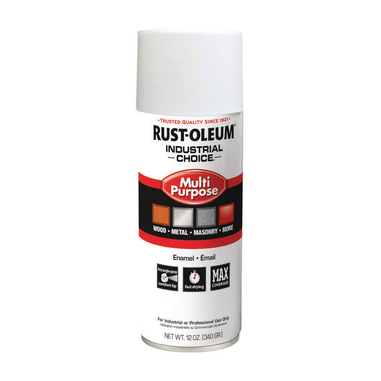 Industrial Choice 1600 System Multi-Purpose Enamel Spray Paint, Gloss White, 12 oz Aerosol Can, 6/Carton 1