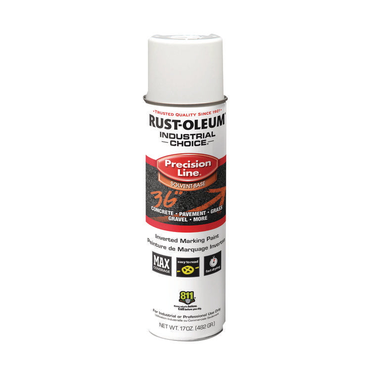 Industrial Choice M1600 System Solvent-Based Precision Line Marking Paint, Flat White, 17 oz Aerosol Can, 12/Carton 1