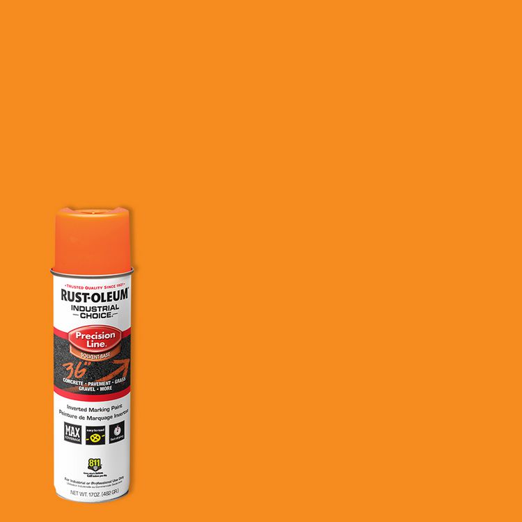 Industrial Choice Precision Line Marking Paint, Flat Fluorescent Orange, 17 oz Aerosol Can, 12/Carton 2