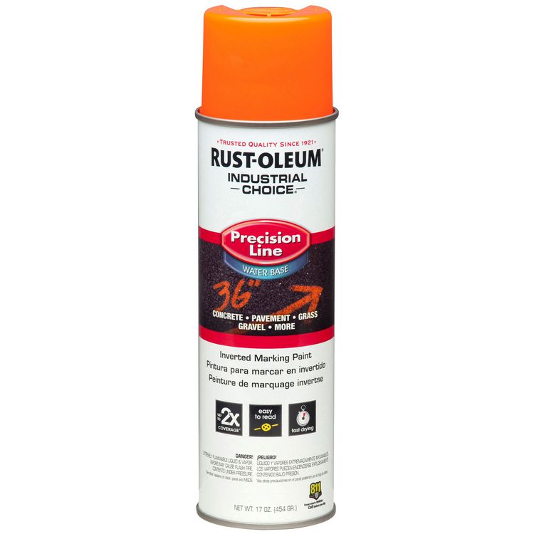 Industrial Choice Precision Line Marking Paint, Flat Fluorescent Orange, 17 oz Aerosol Can, 12/Carton 1