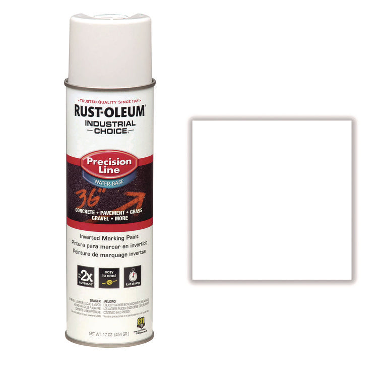 Industrial Choice M1800 System Water-Based Precision Line Marking Paint, Flat White, 17 oz Aerosol Can, 12/Carton 2