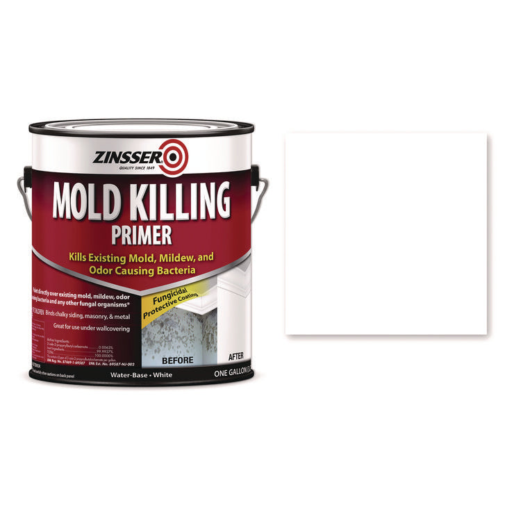 Mold Killing Primer, Interior/Exterior, Flat White, 1 gal Bucket/Pail, 2/Carton 2