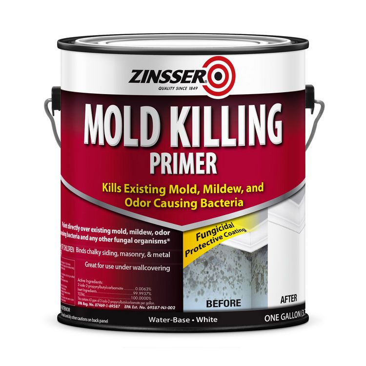 Mold Killing Primer, Interior/Exterior, Flat White, 1 gal Bucket/Pail, 2/Carton 1