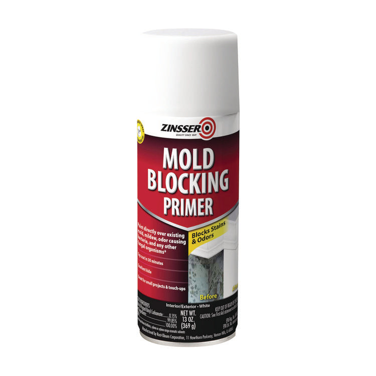 Mold Blocking Primer Spray, Interior/Exterior, Flat White, 13 oz Aerosol Can, 6/Carton 1