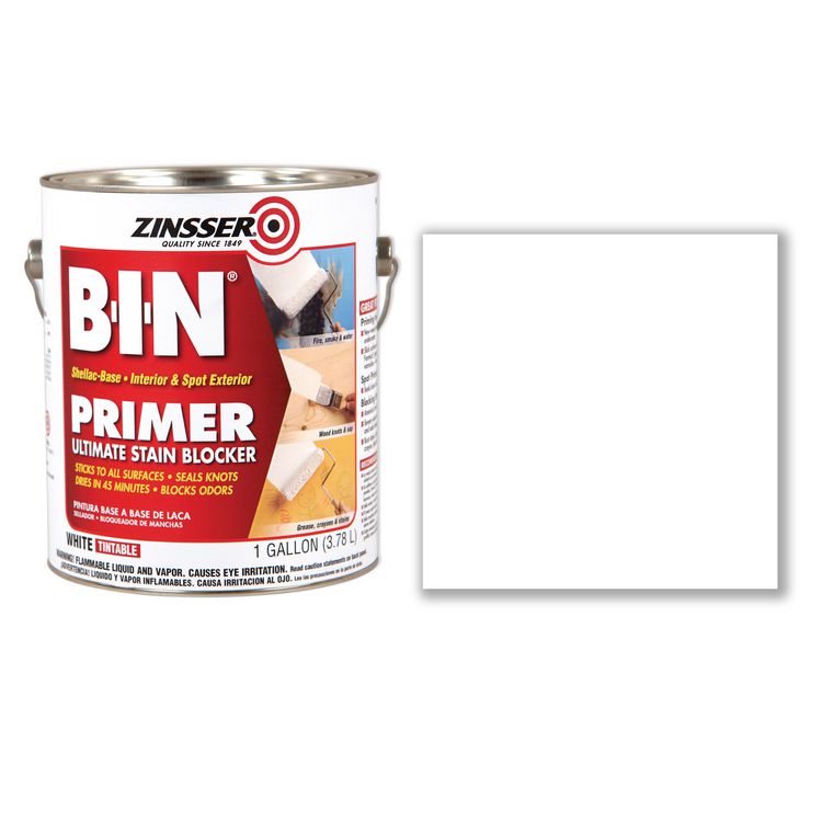 BIN Shellac-Base Interior and Spot Exterior Primer, Flat White, 1 gal Bucket/Pail, 2/Carton 2