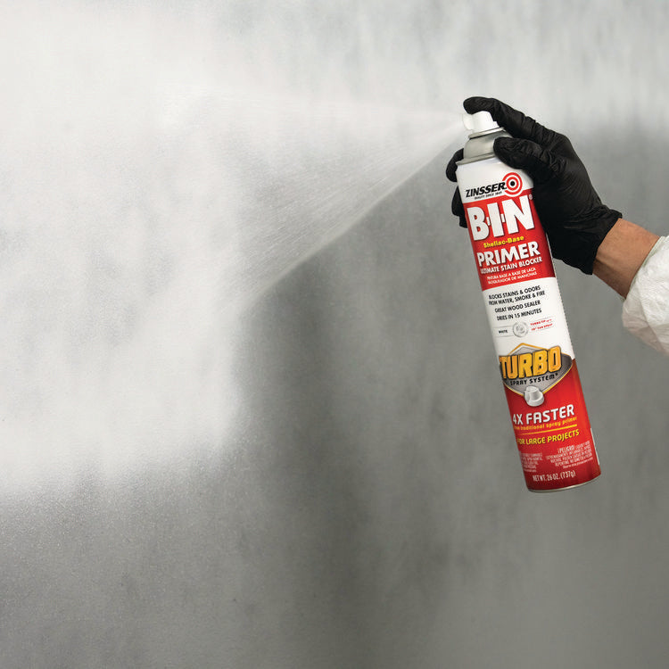 BIN Aerosol Primer with Turbo Spray System, Interior, Flat White, 26 oz Aerosol Can, 6/Carton 3