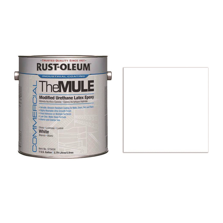 Commercial The MULE (Modified Urethane Latex Epoxy), Interior/Exterior, Gloss Glass White, 1 gal Bucket/Pail, 2/Carton 2