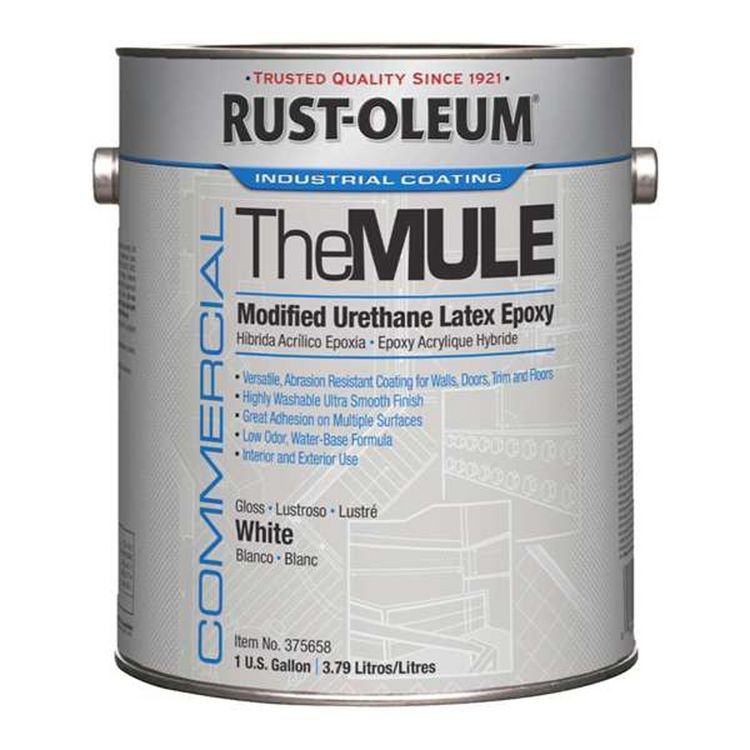 Commercial The MULE (Modified Urethane Latex Epoxy), Interior/Exterior, Gloss Glass White, 1 gal Bucket/Pail, 2/Carton 1