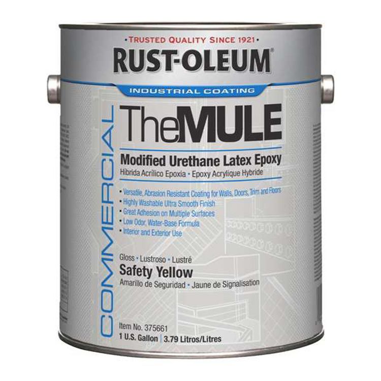 Commercial The MULE (Modified Urethane Latex Epoxy), Interior/Exterior, Gloss Safety Yellow, 1 gal Bucket/Pail, 2/Carton 1