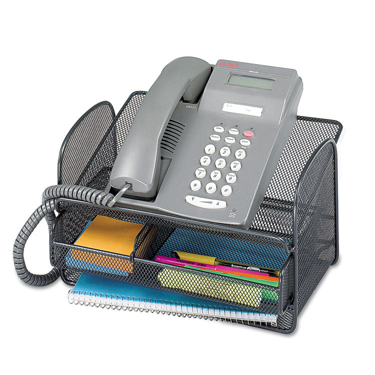 Onyx Angled Mesh Steel Telephone Stand, 11.75 X 9.25 X 7, Black 2