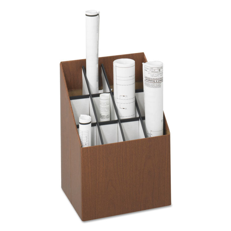 Corrugated Roll Files, 12 Compartments, 15w X 12d X 22h, Woodgrain 2