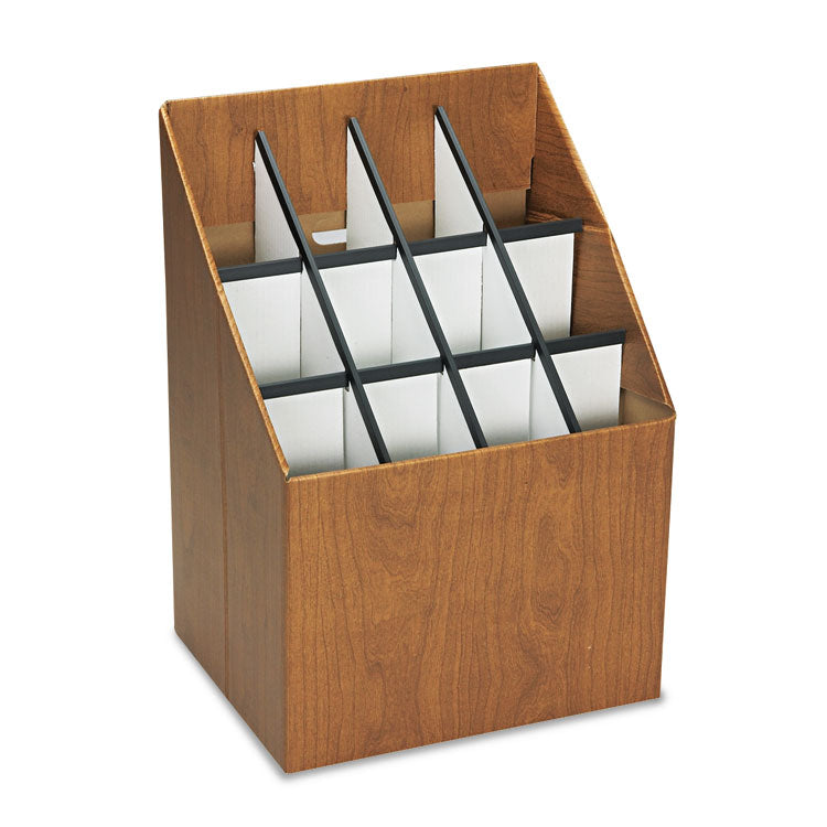 Corrugated Roll Files, 12 Compartments, 15w X 12d X 22h, Woodgrain 1