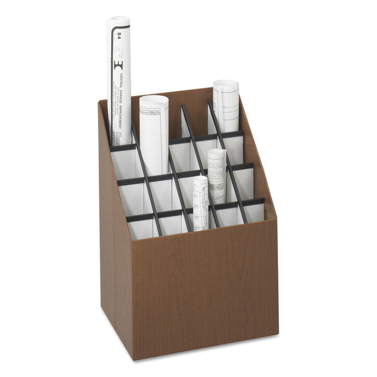 Corrugated Roll Files, 20 Compartments, 15w X 12d X 22h, Woodgrain 3