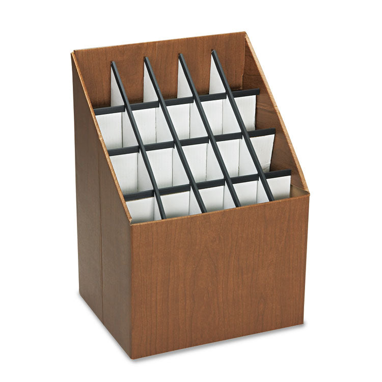 Corrugated Roll Files, 20 Compartments, 15w X 12d X 22h, Woodgrain 1