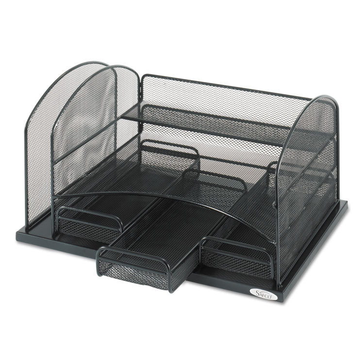 Onyx Organizer with 3 Drawers, 6 Compartments, Steel, 16 x 11.5 x 8.25, Black 3