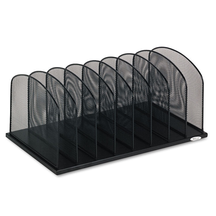 Onyx Mesh Desk Organizer With Upright Sections, 8 Sections, Letter To Legal Size Files, 19.5" X 11.5" X 8.25", Black 1