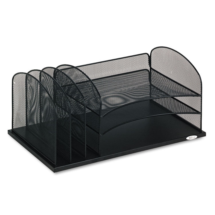 Onyx Desk Organizer with Three Horizontal and Three Upright Sections, Letter Size Files, 19.5 x 11.5 x 8.25, Black 1