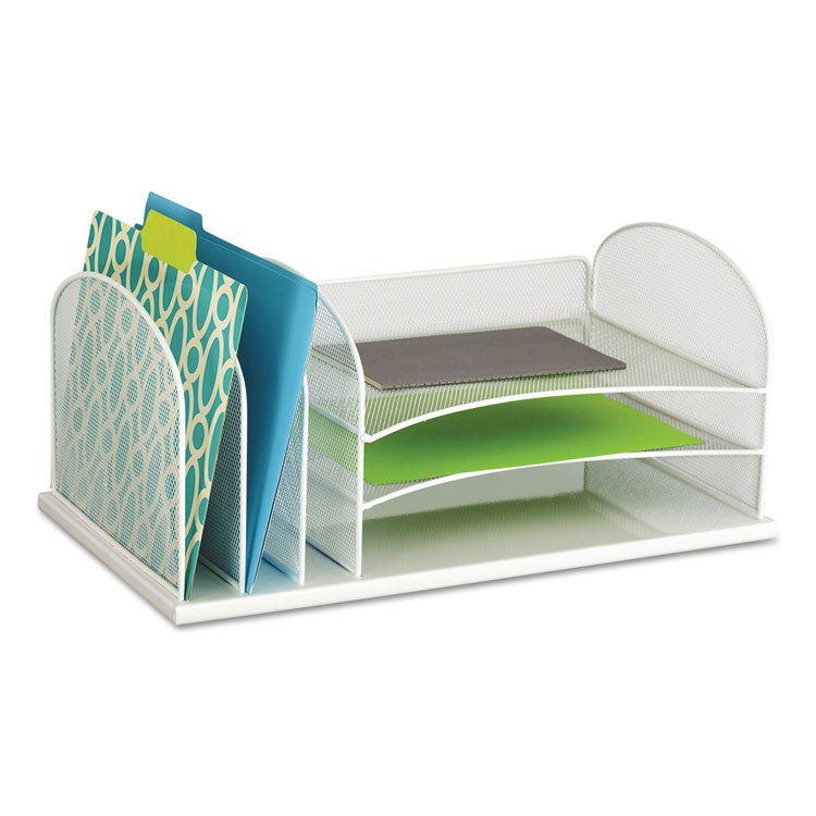 Onyx Desk Organizer with Three Horizontal and Three Upright Sections, Letter Size Files, 19.5 x 11.5 x 8.25, White 1