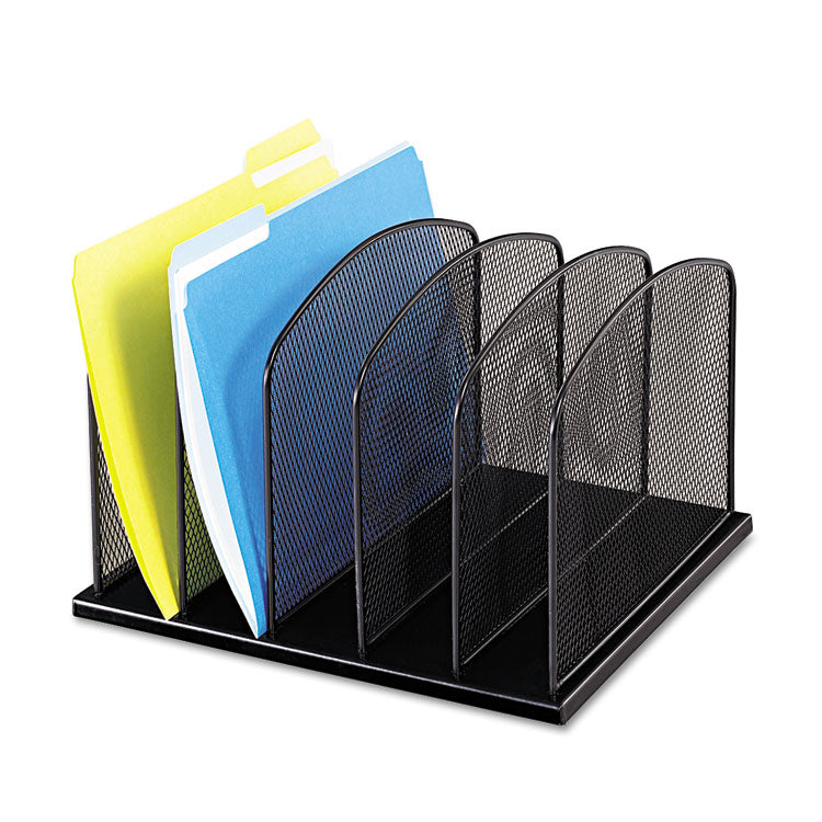 Onyx Mesh Desk Organizer With Upright Sections, 5 Sections, Letter To Legal Size Files, 12.5" X 11.25" X 8.25", Black 2