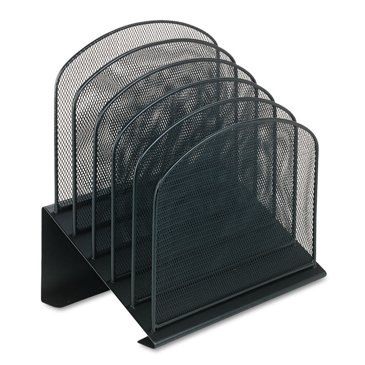 Onyx Mesh Desk Organizer With Tiered Sections, 5 Sections, Letter To Legal Size Files, 11.25" X 7.25" X 12", Black 1