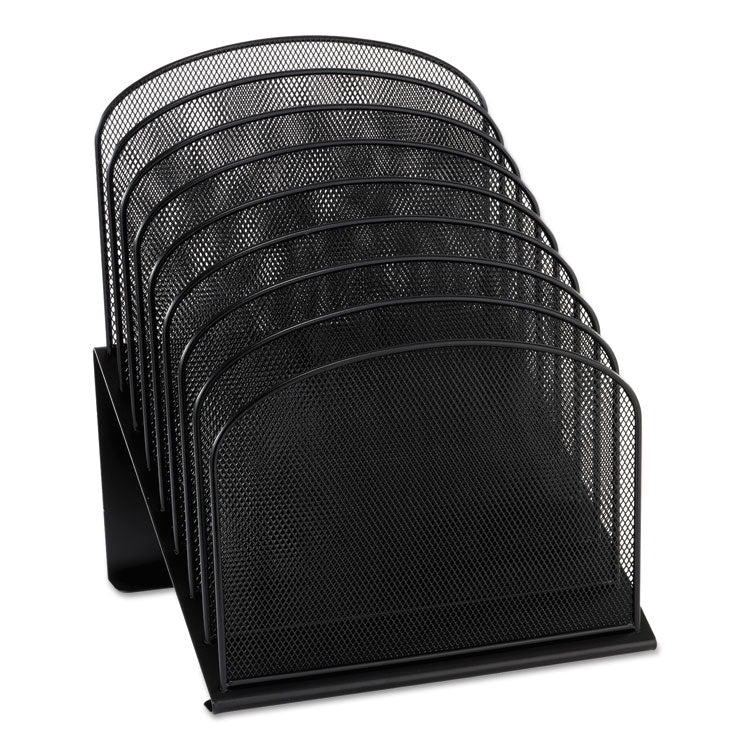 Onyx Mesh Desk Organizer With Tiered Sections, 8 Sections, Letter To Legal Size Files, 11.75" X 10.75" X 14", Black 1