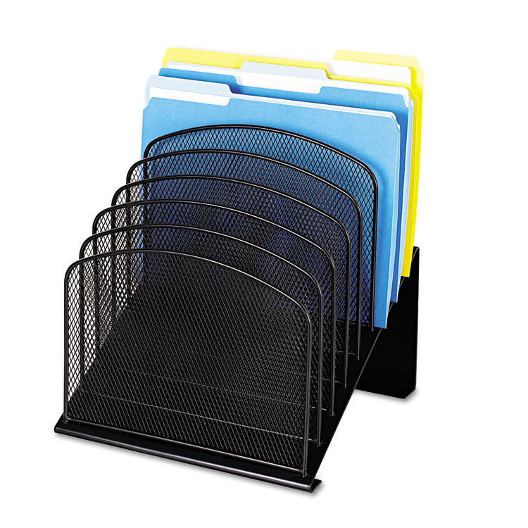 Onyx Mesh Desk Organizer With Tiered Sections, 8 Sections, Letter To Legal Size Files, 11.75" X 10.75" X 14", Black 2